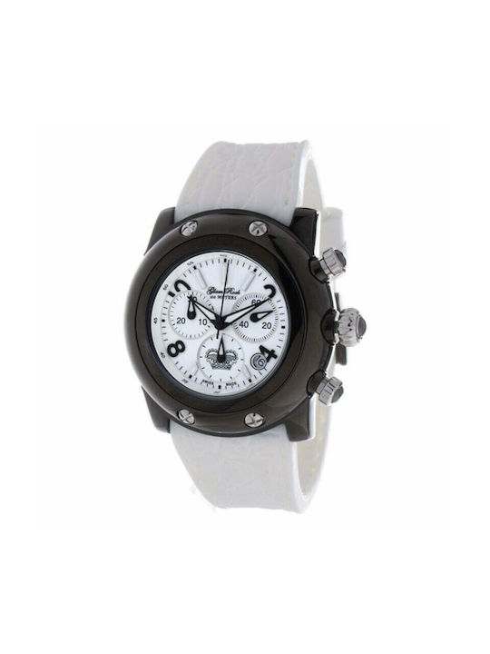 Glam Rock Watch Chronograph with White Leather Strap