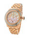 Glam Rock Watch with Pink Gold Metal Bracelet