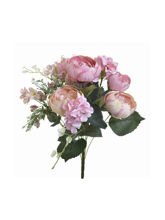 Inart Strauß aus Künstlichen Blumen Rosa 48cm 1Stück