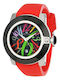 Glam Rock Γυναικείο Ρολόι 44mm Μπαταρίας με Κόκκινο Καουτσούκ Λουράκι