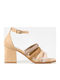 Arte Piedi Women's Sandals Collete Beige with Chunky Medium Heel