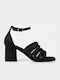 Arte Piedi Collete Damen Sandalen mit Chunky mittlerem Absatz in Schwarz Farbe