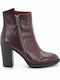 Leder Stiefeletten Damen Burgundisch