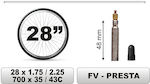 CarCommerce 68383 Σαμπρέλα Ποδηλάτου 28" x 1.75/2,25 Μεγάλη Βαλβίδα 48mm