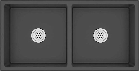 vidaXL Ένθετος Νεροχύτης Inox Brushed Μ86.5xΠ44cm Μαύρος