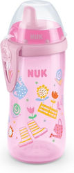 Nuk Kiddy Cup Flowers Εκπαιδευτικό Μπιμπερό Πλαστικό Pink Garden για 12m+ 300ml