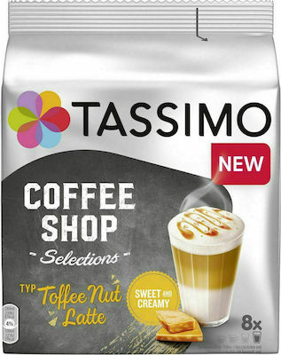 Jacobs Coffee Shop Selections Espresso Capsule Compatible with Tassimo Machines 8pcs Toffee Nut Latte