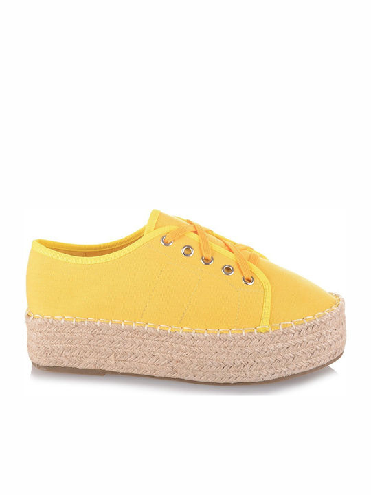 Famous Shoes Υφασμάτινες Γυναικείες Εσπαντρίγιες σε Κίτρινο Χρώμα