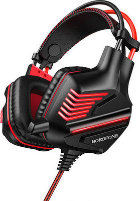 Borofone BO101 Racing Over Ear Gaming Headset με σύνδεση USB / 3.5mm Κόκκινο