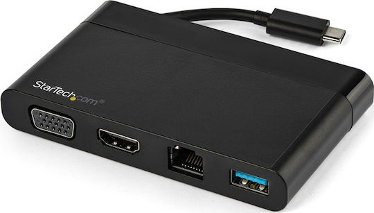 StarTech USB-C / USB-A Docking Station με HDMI 4K Ethernet Μαύρο (DKT30CHVCM)