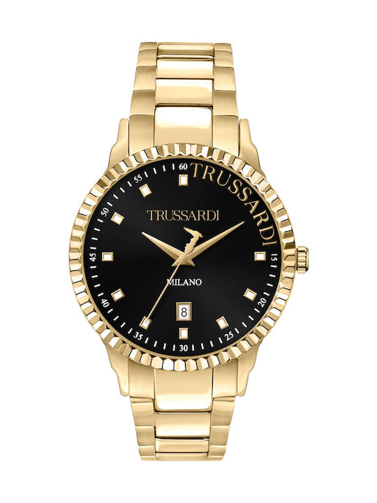 Trussardi T-Bent Ρολόι Μπαταρίας με Μεταλλικό Μπρασελέ σε Χρυσό χρώμα