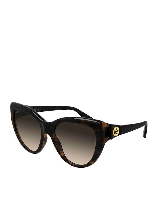 Gucci Damen Sonnenbrille mit Braun Schildkröte ...