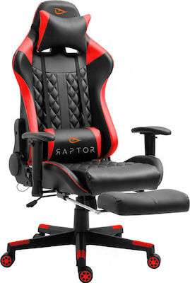 Raptor Spectre Scaun Gaming Din piele ecologică cu Brațe Reglabile și Suport pentru picioare Roșie