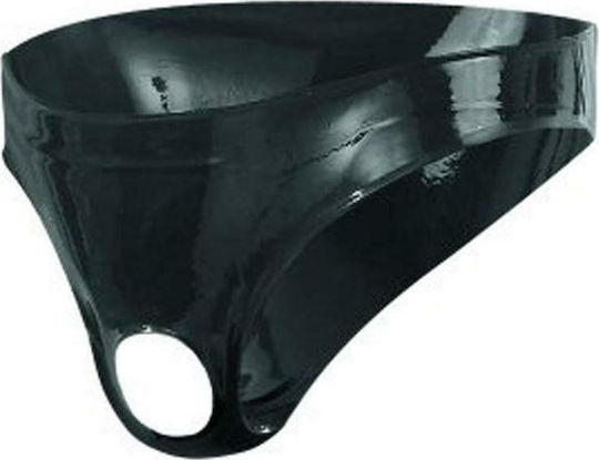 LateX Male Shiny Briefs with Opening Черен