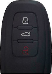 Silicone Car Key Cover Case with 3 Buttons for Audi Black