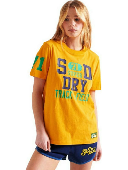 Superdry Collegiate Athletic Union Γυναικείο T-shirt Κίτρινο