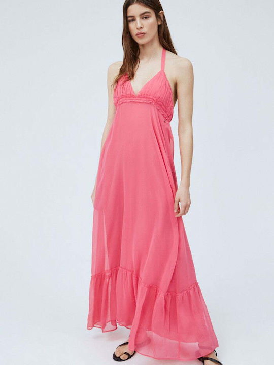 Pepe Jeans E2 Halifaxe Maxi Dress for Wedding / Baptism with Tulle Fuchsia