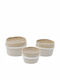 Inart Set Decorative Baskets Wicker White Beige 28x28cm 3 Pieces