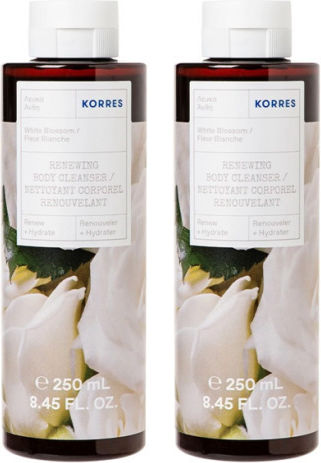 Korres White Blossom Bubble Bath with AHA & Cotton Flowers Scent 2x250ml