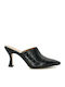 Paola Ferri Chunky Heel Leather Mules Black