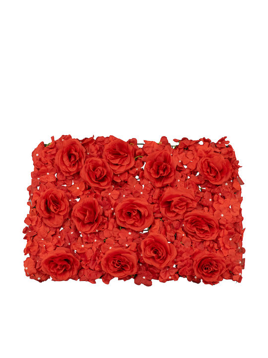 GloboStar Συνθετικό Πάνελ Φυλλωσιάς Τριαντάφυλλο - Ορτανσία Κόκκινο 60x40cm