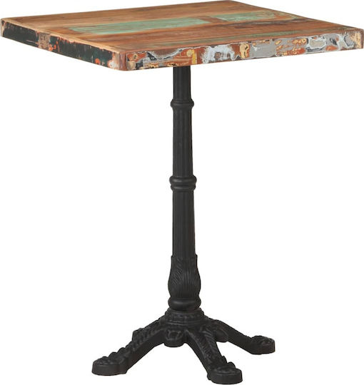 Bistro with Wood Surface and Metal Frame Natural 60x60x76cm