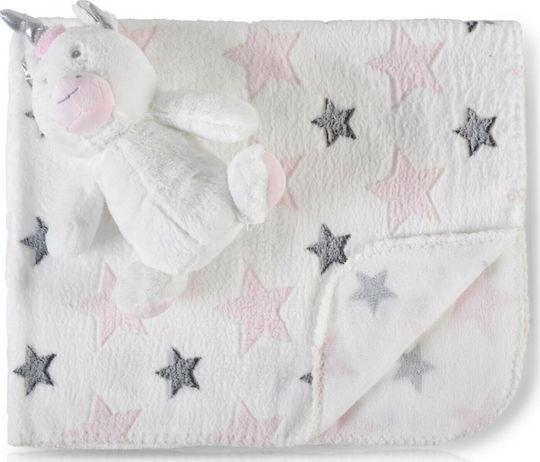Cangaroo Decke Wickeltücher für Kinderzimmer Unicorn Stars Vlies Rosa 75x90cm