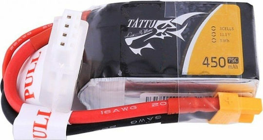 Tattu UAV Classic Батерия Li-Po 11.1V 450mAh 75C 3S XT30 за Дрон
