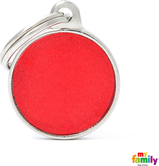 My Family Hundemarke Rundschreiben mit Licht Rot Metall