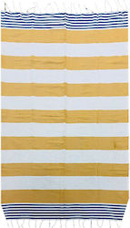 Summertiempo Beach Towel Cotton Yellow with Fringes 180x90cm.