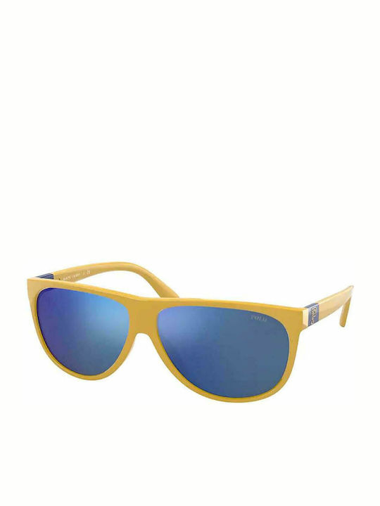 Ralph Lauren Sonnenbrillen mit Gelb Rahmen und Blau Spiegel Linse PH4174 596155