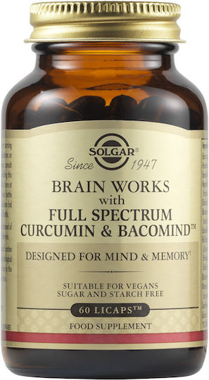 Solgar Brain Works with Full Spectrum Corcumin & Bacomind Συμπλήρωμα για την Μνήμη & τη Συγκέντρωση 60 κάψουλες