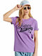 Superdry Collegiate Cali State Γυναικείο T-shirt Μωβ