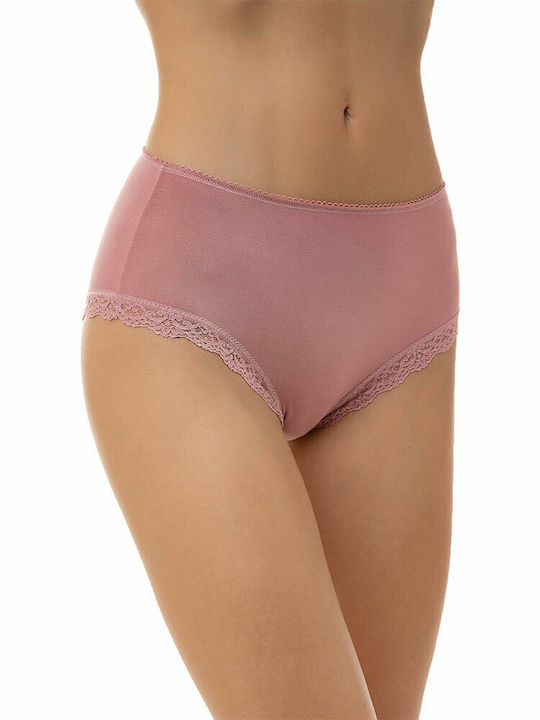 Minerva Fimelle Damen Slip mit Spitze Rosa