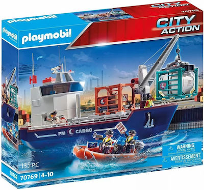 Playmobil Stadt Aktion Cargo Ship with Boat für 4-10 Jahre