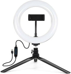 Puluz LED Ring Vlogging Ringlicht 20cm 3200 - 6500K mit Schreibtisch Stativ und Halterung für Mobiltelefon