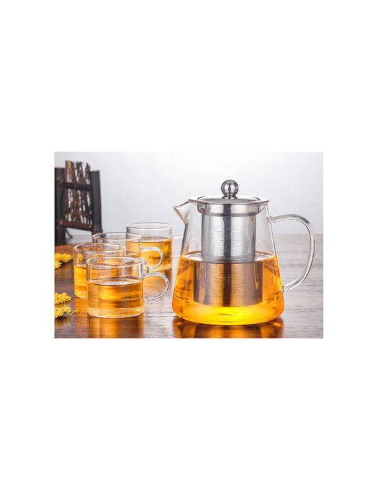 Teekannen Set mit Tasse und Filter Glas Transparente 950ml 5Stücke