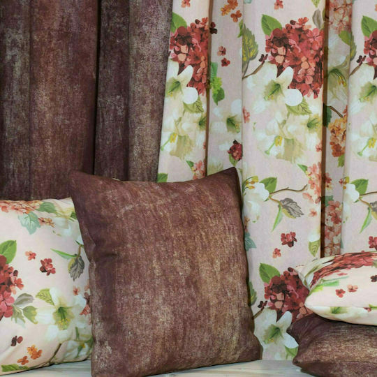Decocraft Blumen Vorhang mit Grommets Rosa 140x260cm
