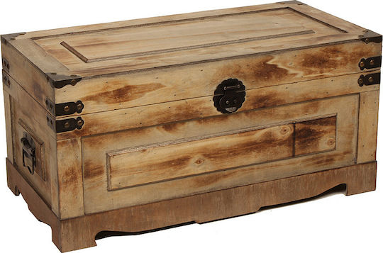 Keskor Wooden Decorative Trunk Beige 67x37x37cm