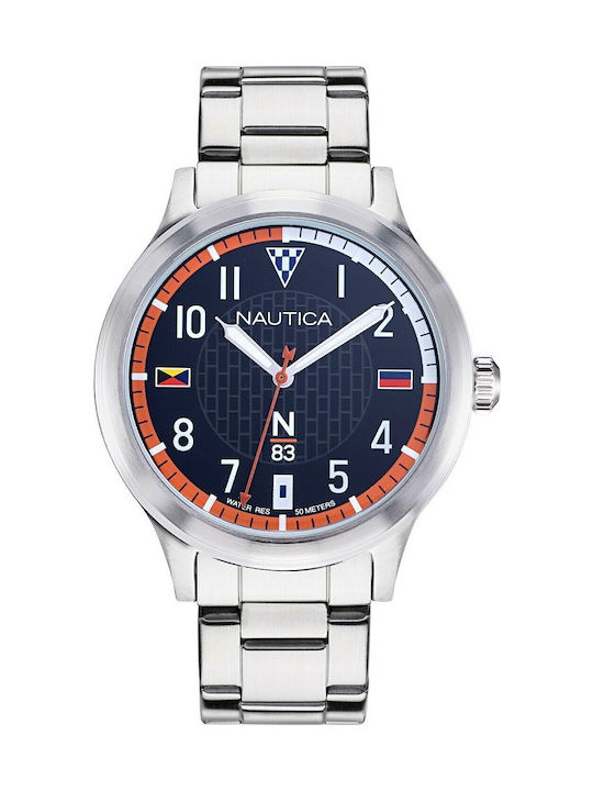 Nautica Watch Battery with Silver Metal Bracelet