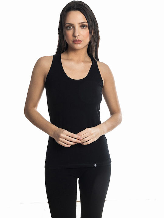 Paco & Co 86205 Women's Athletic Cotton Blouse Sleeveless Black