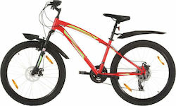 vidaXL 3067222 26" 36 cm. Red Mountain Bike with 21 Speeds and Mechanical Disc Brakes