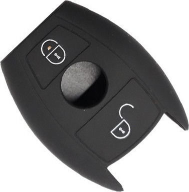 Silicone Car Key Cover Case with 2 Buttons for Mercedes Benz Black