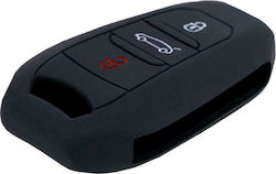 Silicone Car Key Cover Case with 3 Buttons for Peugeot Black