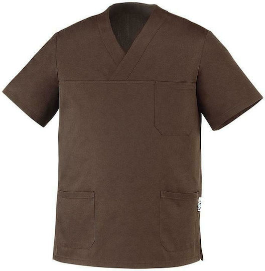 Egochef Blouse Chef Male Brown with Short Sleeve Leonardo