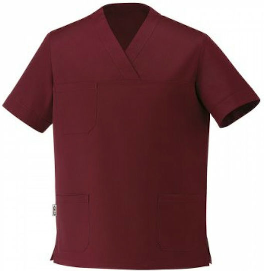 Egochef Blouse Chef Unisex Burgundy with Short Sleeve Leonardo