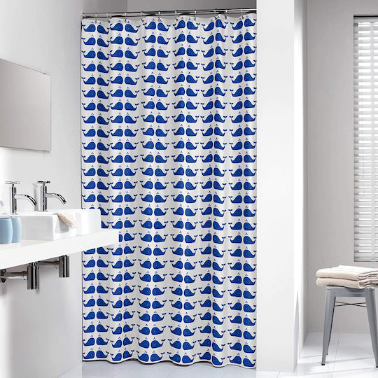 Sealskin Whale Shower Curtain Fabric 180x200cm Blue 210971324