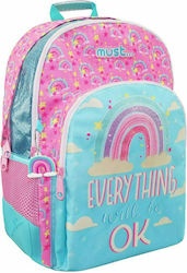 Must Energy Everything Will Be OK Σχολική Τσάντα Πλάτης Δημοτικού σε Γαλάζιο χρώμα Μ33 x Π16 x Υ45cm