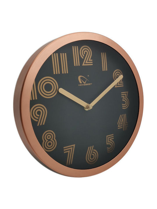 Oscar Plus Ρολόι Τοίχου Copper Αθόρυβο Μεταλλικό 35cm