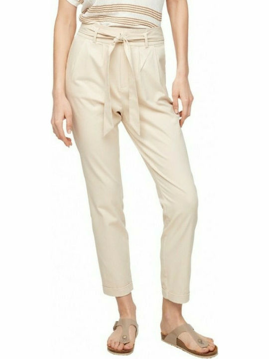 s.Oliver Damen Hoch tailliert Stoff Hose in Gerader Linie Beige